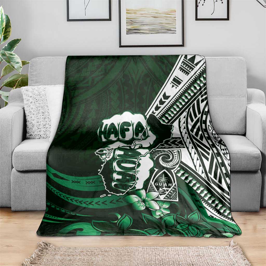 Hafa Adai Guam Discovery Day Blanket Chamorro Latte Stone Hand Green Version