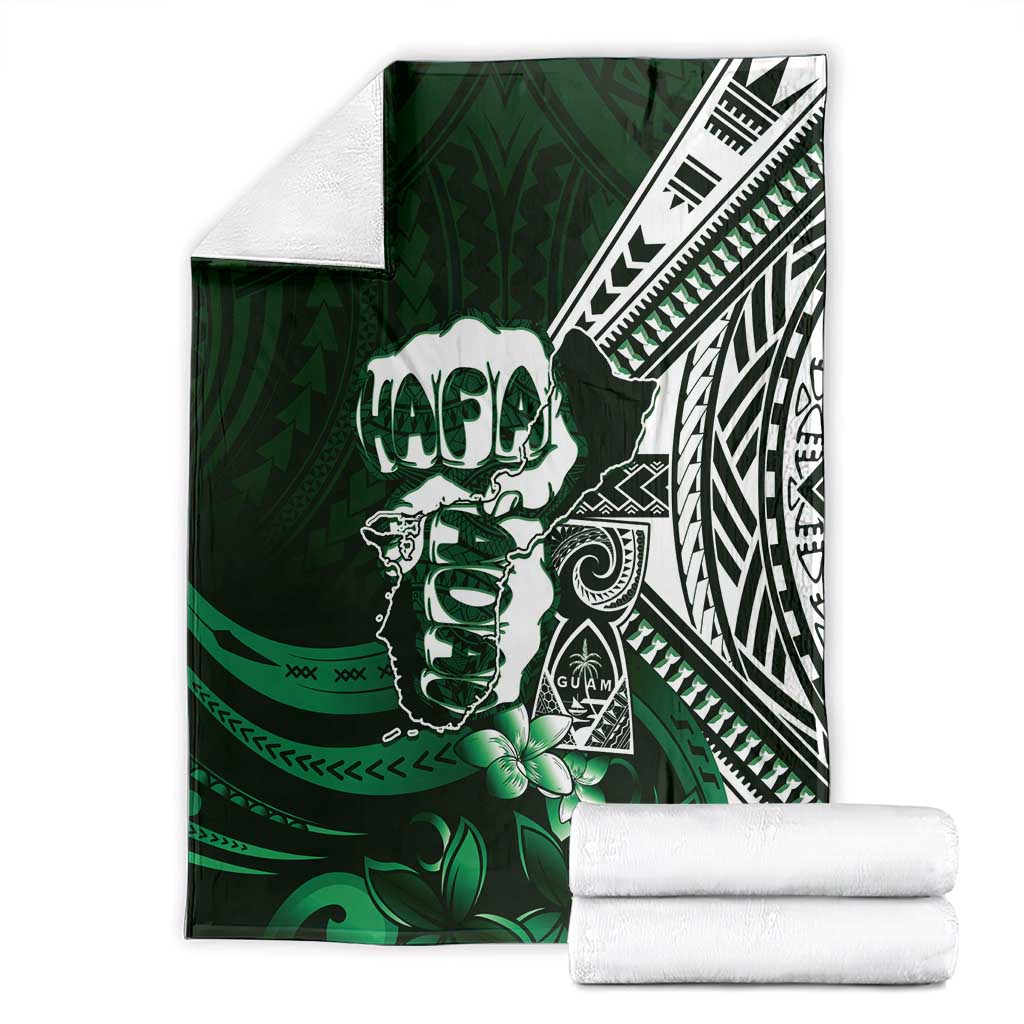 Hafa Adai Guam Discovery Day Blanket Chamorro Latte Stone Hand Green Version
