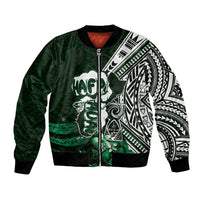 Hafa Adai Guam Discovery Day Bomber Jacket Chamorro Latte Stone Hand Green Version