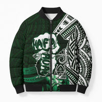 Hafa Adai Guam Discovery Day Bomber Puffer Jacket Chamorro Latte Stone Hand Green Version LT14 Unisex Green - Polynesian Pride
