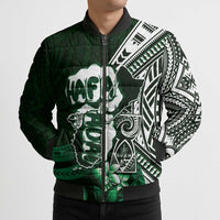 Hafa Adai Guam Discovery Day Bomber Puffer Jacket Chamorro Latte Stone Hand Green Version LT14 - Polynesian Pride