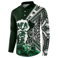 Hafa Adai Guam Discovery Day Button Sweatshirt Chamorro Latte Stone Hand Green Version LT14 - Polynesian Pride