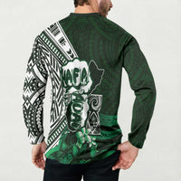 Hafa Adai Guam Discovery Day Button Sweatshirt Chamorro Latte Stone Hand Green Version LT14 - Polynesian Pride
