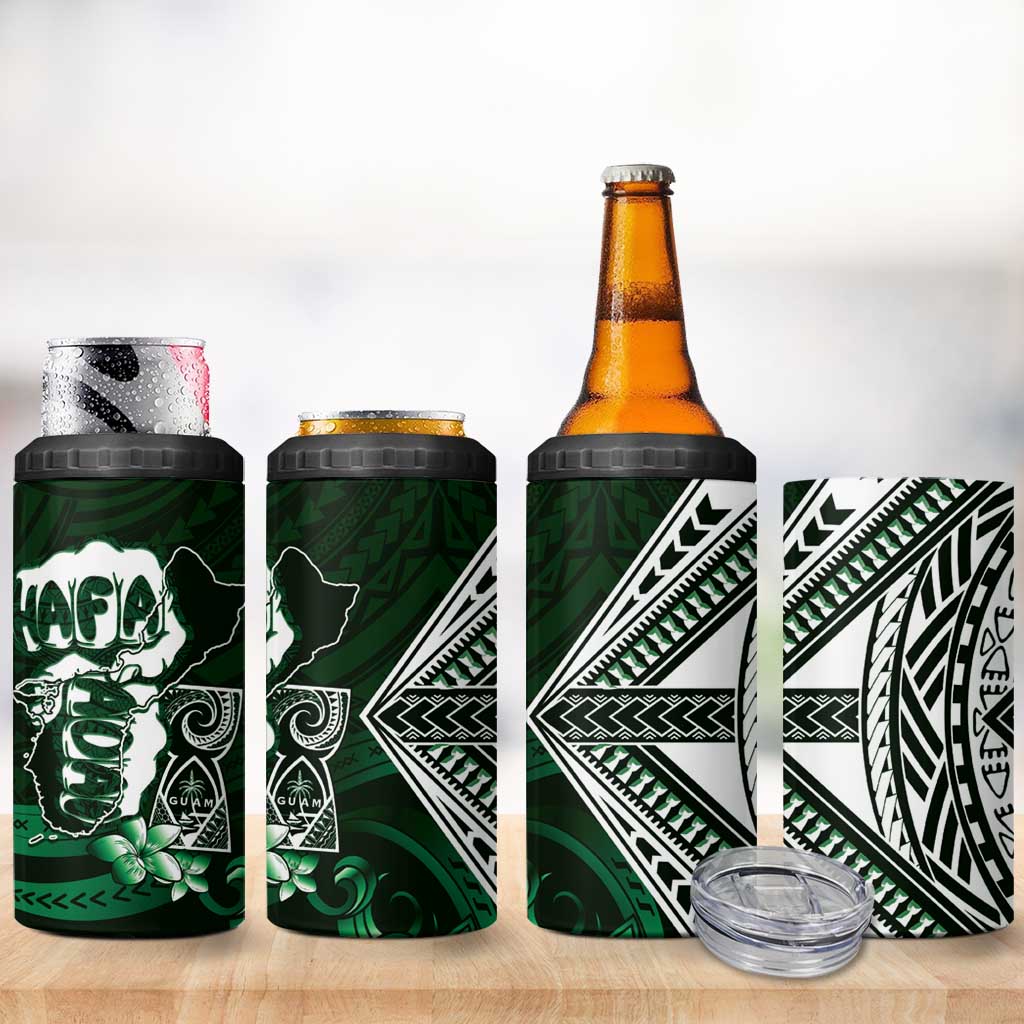 Hafa Adai Guam Discovery Day 4 in 1 Can Cooler Tumbler Chamorro Latte Stone Hand Green Version LT14 - Polynesian Pride