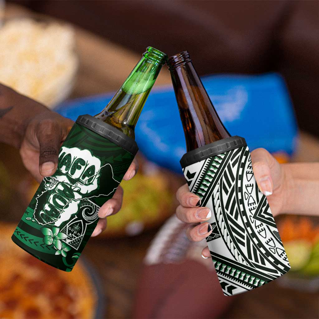Hafa Adai Guam Discovery Day 4 in 1 Can Cooler Tumbler Chamorro Latte Stone Hand Green Version LT14 - Polynesian Pride