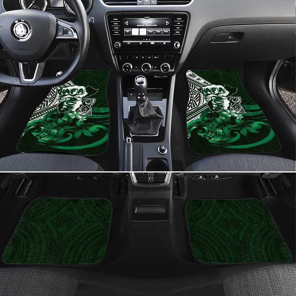 Hafa Adai Guam Discovery Day Car Mats Chamorro Latte Stone Hand Green Version LT14 Set 4pcs Green - Polynesian Pride