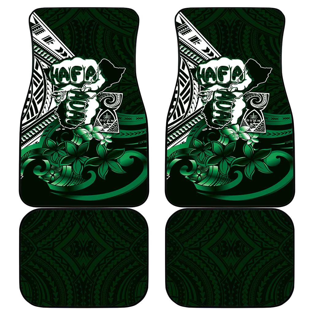 Hafa Adai Guam Discovery Day Car Mats Chamorro Latte Stone Hand Green Version LT14 - Polynesian Pride