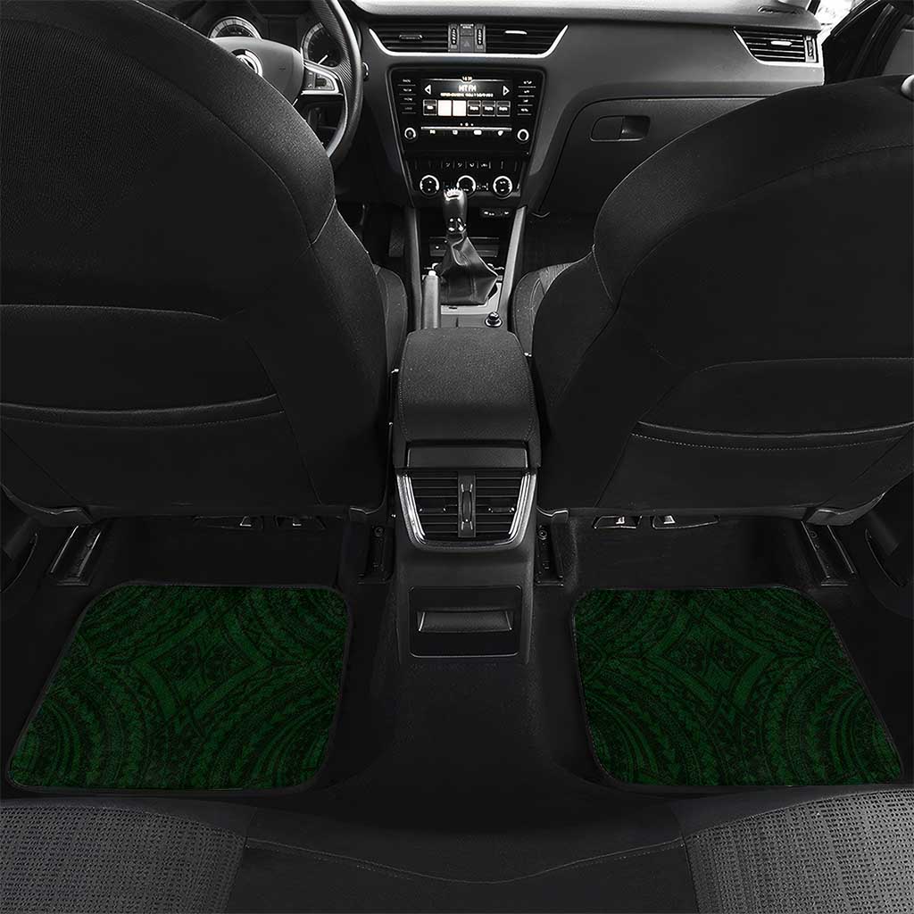 Hafa Adai Guam Discovery Day Car Mats Chamorro Latte Stone Hand Green Version LT14 Set 2pcs - Back Green - Polynesian Pride