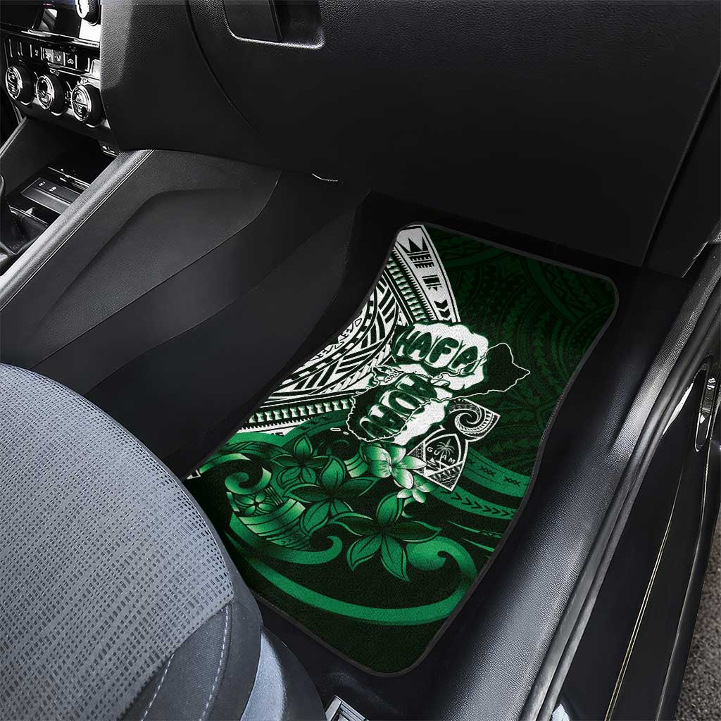 Hafa Adai Guam Discovery Day Car Mats Chamorro Latte Stone Hand Green Version LT14 - Polynesian Pride