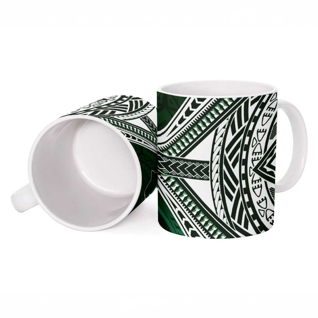 Hafa Adai Guam Discovery Day Ceramic Mug Chamorro Latte Stone Hand Green Version LT14 - Polynesian Pride