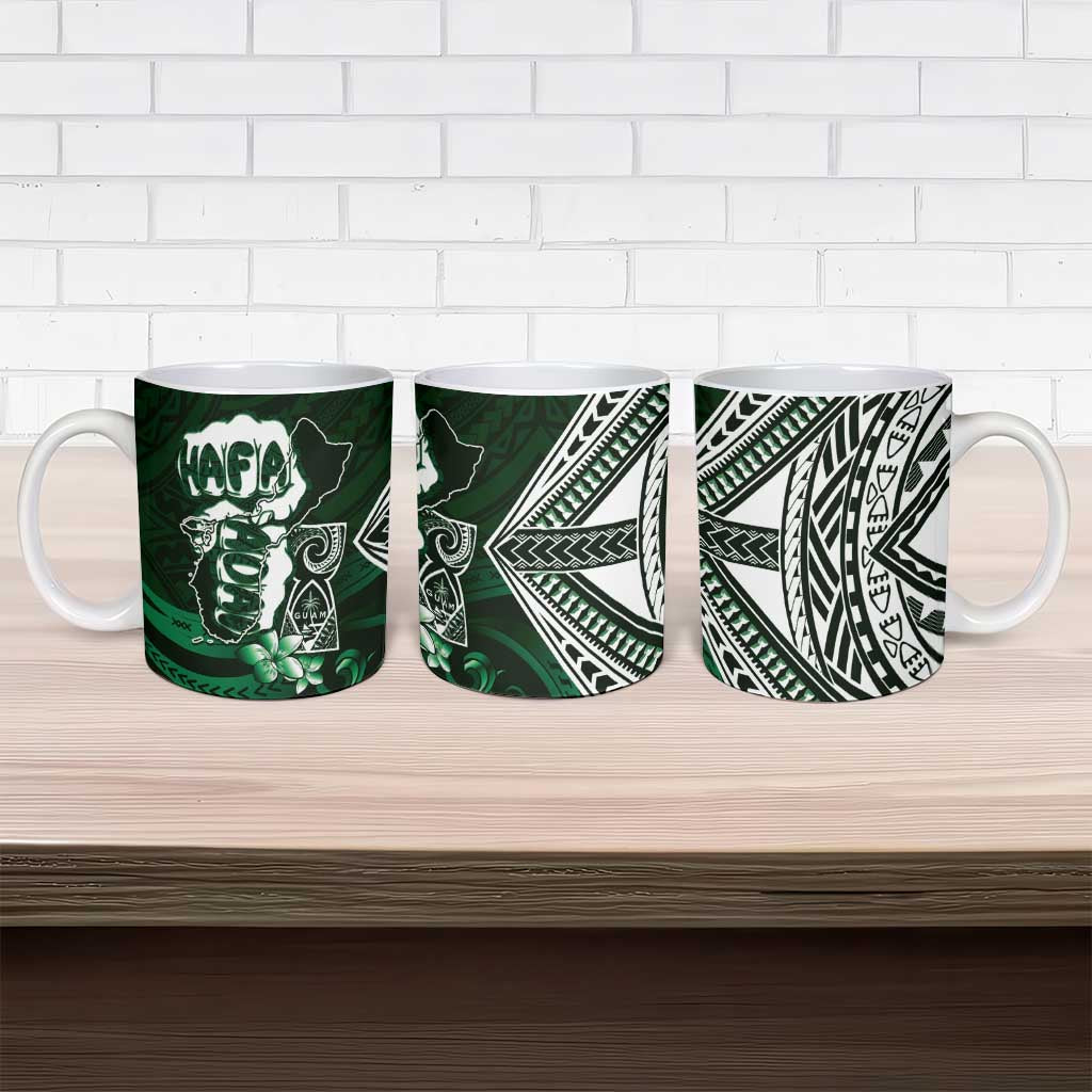 Hafa Adai Guam Discovery Day Ceramic Mug Chamorro Latte Stone Hand Green Version LT14 - Polynesian Pride