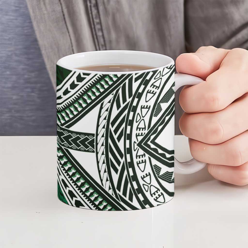 Hafa Adai Guam Discovery Day Ceramic Mug Chamorro Latte Stone Hand Green Version LT14 - Polynesian Pride