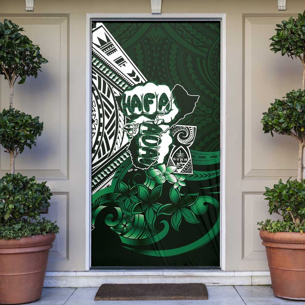 Hafa Adai Guam Discovery Day Door Cover Chamorro Latte Stone Hand Green Version LT14 Green - Polynesian Pride