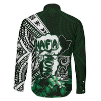 Hafa Adai Guam Discovery Day Family Matching Puletasi and Hawaiian Shirt Chamorro Latte Stone Hand Green Version