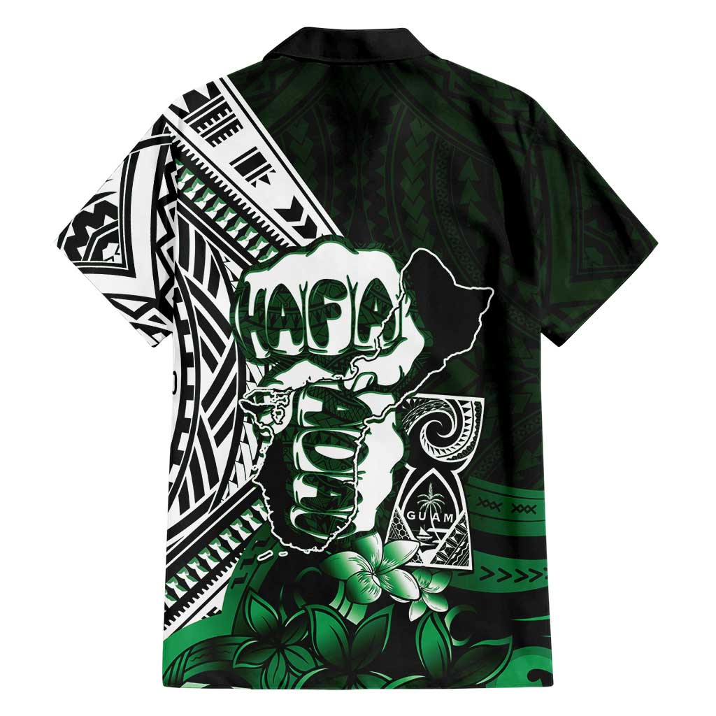 Hafa Adai Guam Discovery Day Family Matching Tank Maxi Dress and Hawaiian Shirt Chamorro Latte Stone Hand Green Version
