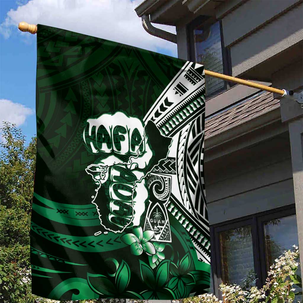 Hafa Adai Guam Discovery Day Garden Flag Chamorro Latte Stone Hand Green Version