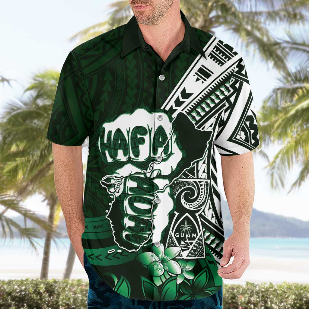 Hafa Adai Guam Discovery Day Hawaiian Shirt Chamorro Latte Stone Hand Green Version LT14 - Polynesian Pride
