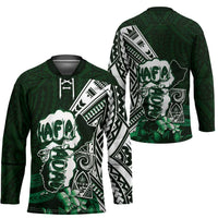 Hafa Adai Guam Discovery Day Hockey Jersey Chamorro Latte Stone Hand Green Version LT14 - Polynesian Pride