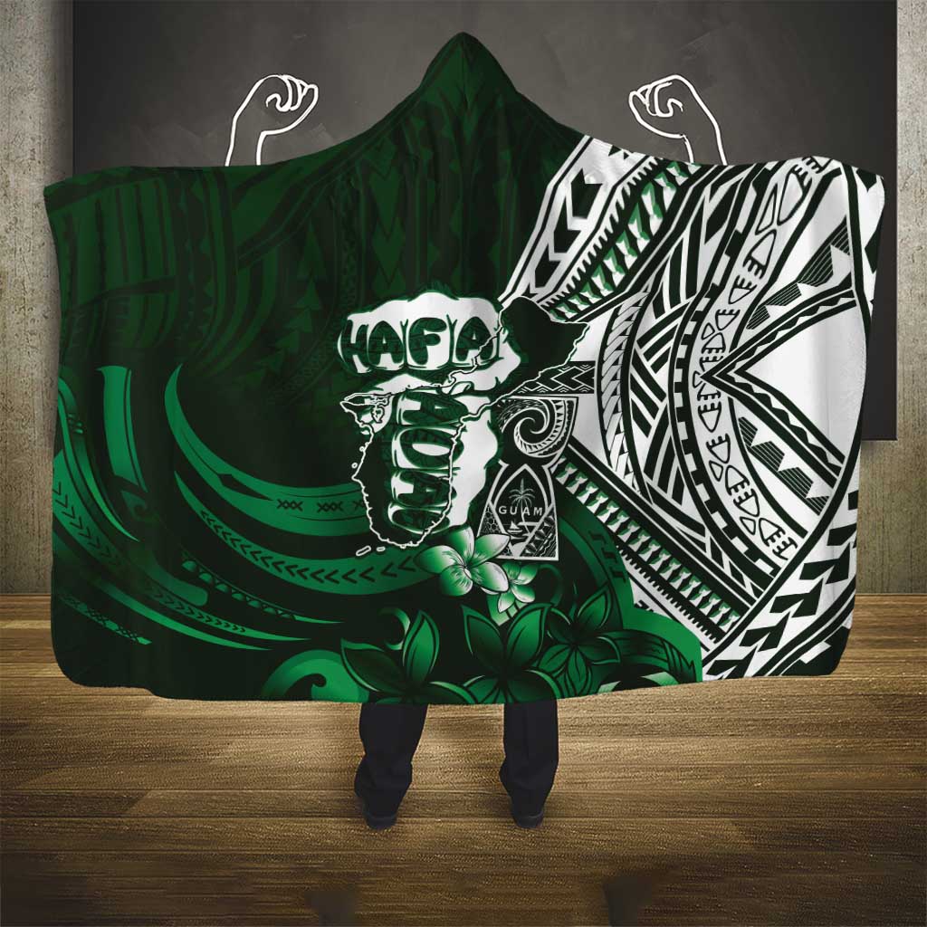 Hafa Adai Guam Discovery Day Hooded Blanket Chamorro Latte Stone Hand Green Version LT14 - Polynesian Pride