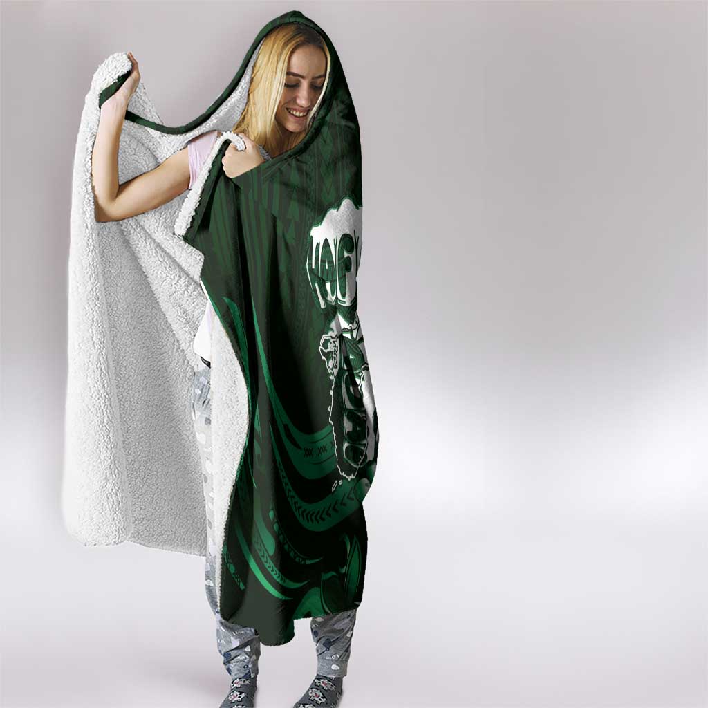 Hafa Adai Guam Discovery Day Hooded Blanket Chamorro Latte Stone Hand Green Version LT14 - Polynesian Pride
