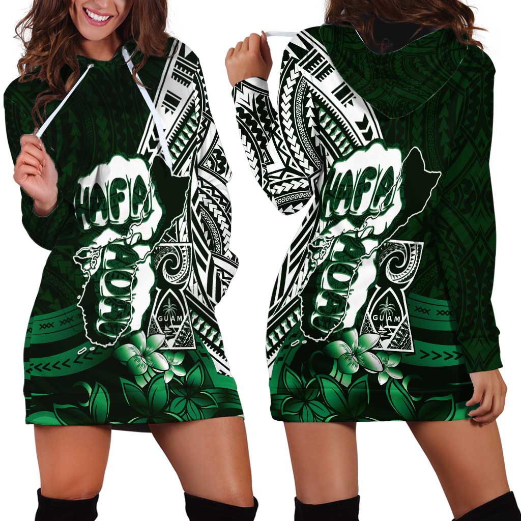 Hafa Adai Guam Discovery Day Hoodie Dress Chamorro Latte Stone Hand Green Version LT14 - Polynesian Pride