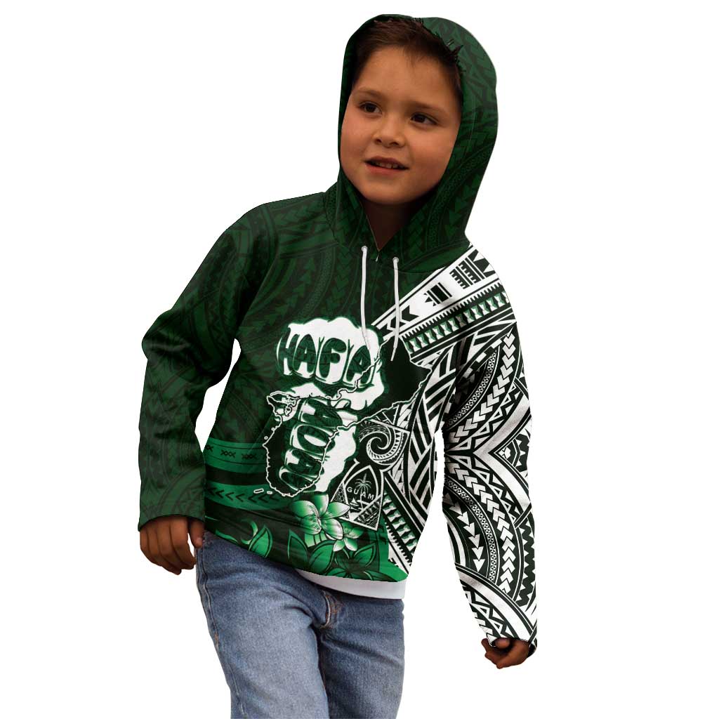 Hafa Adai Guam Discovery Day Kid Hoodie Chamorro Latte Stone Hand Green Version LT14 - Polynesian Pride