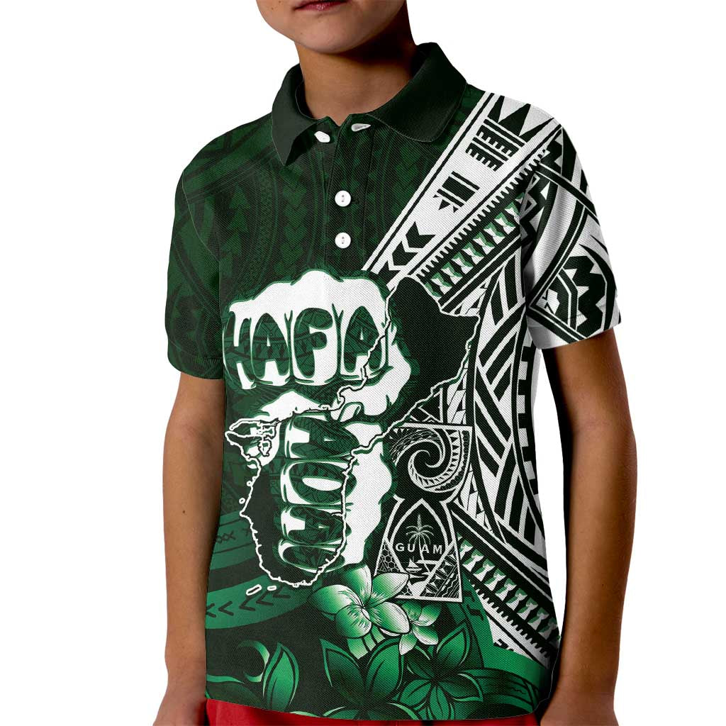 Hafa Adai Guam Discovery Day Kid Polo Shirt Chamorro Latte Stone Hand Green Version LT14 Kid Green - Polynesian Pride