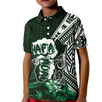 Hafa Adai Guam Discovery Day Kid Polo Shirt Chamorro Latte Stone Hand Green Version LT14 Kid Green - Polynesian Pride