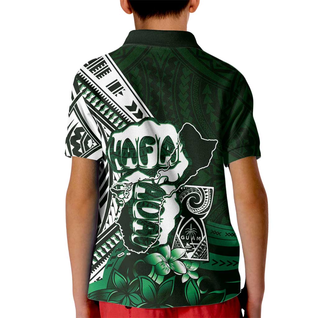 Hafa Adai Guam Discovery Day Kid Polo Shirt Chamorro Latte Stone Hand Green Version LT14 - Polynesian Pride