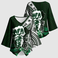 Hafa Adai Guam Discovery Day Kimono Sleeve Blouse Chamorro Latte Stone Hand Green Version LT14 - Polynesian Pride