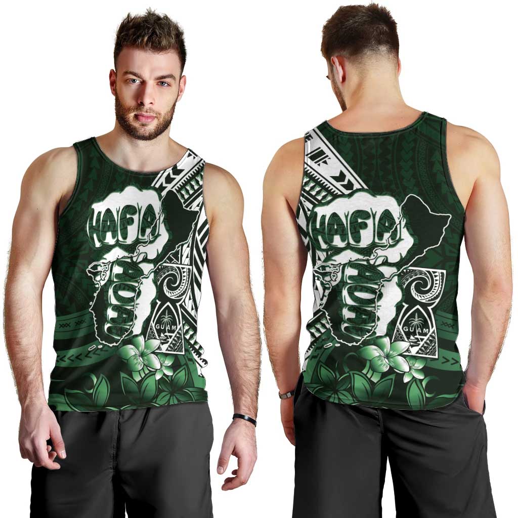 Hafa Adai Guam Discovery Day Men Tank Top Chamorro Latte Stone Hand Green Version LT14 - Polynesian Pride