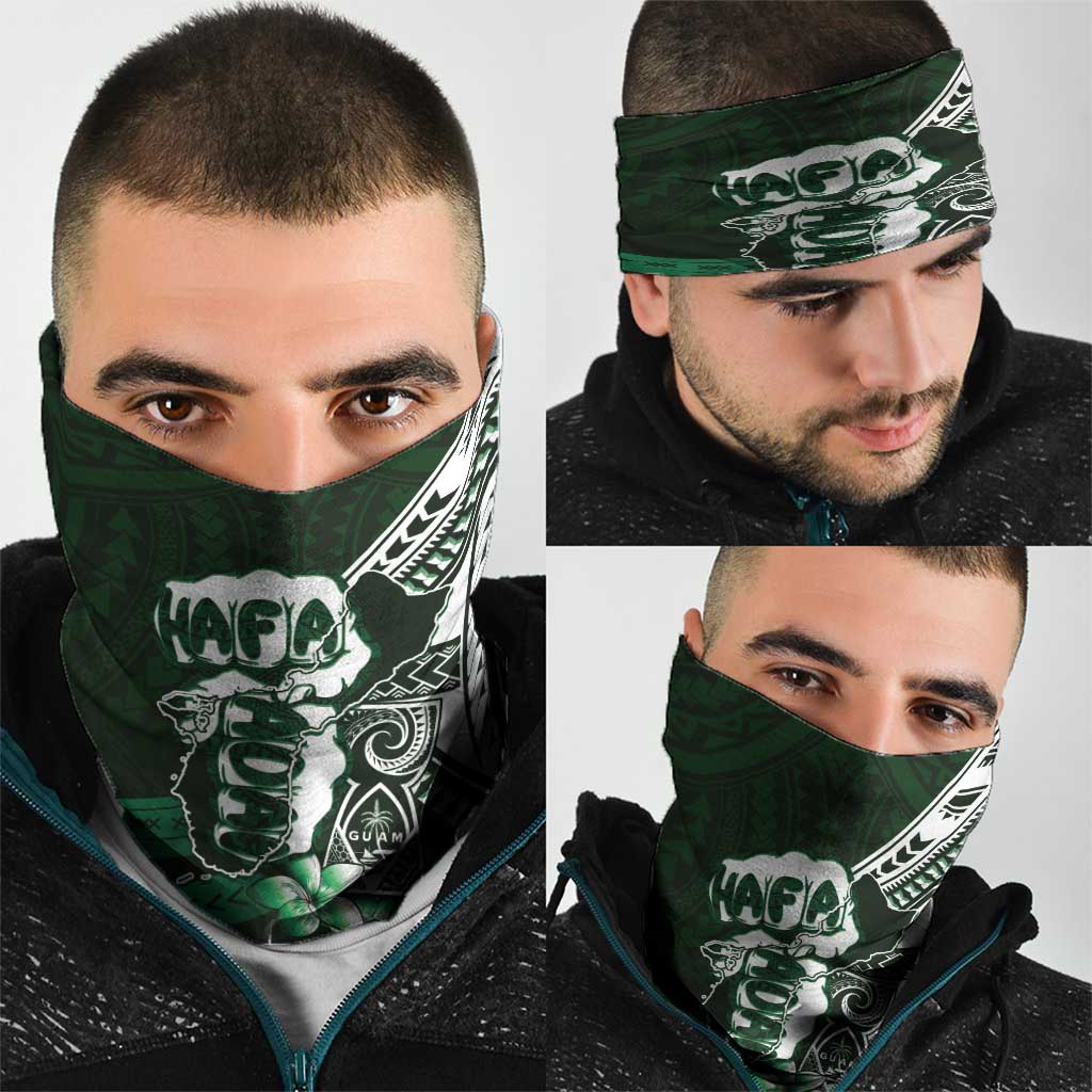 Hafa Adai Guam Discovery Day Neck Gaiter Chamorro Latte Stone Hand Green Version LT14 - Polynesian Pride
