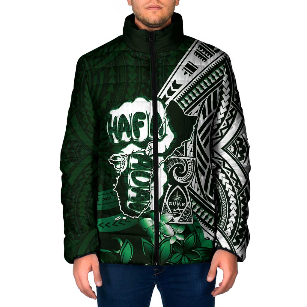 Hafa Adai Guam Discovery Day Padded Jacket Chamorro Latte Stone Hand Green Version LT14 Men Green - Polynesian Pride