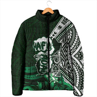 Hafa Adai Guam Discovery Day Padded Jacket Chamorro Latte Stone Hand Green Version LT14 - Polynesian Pride