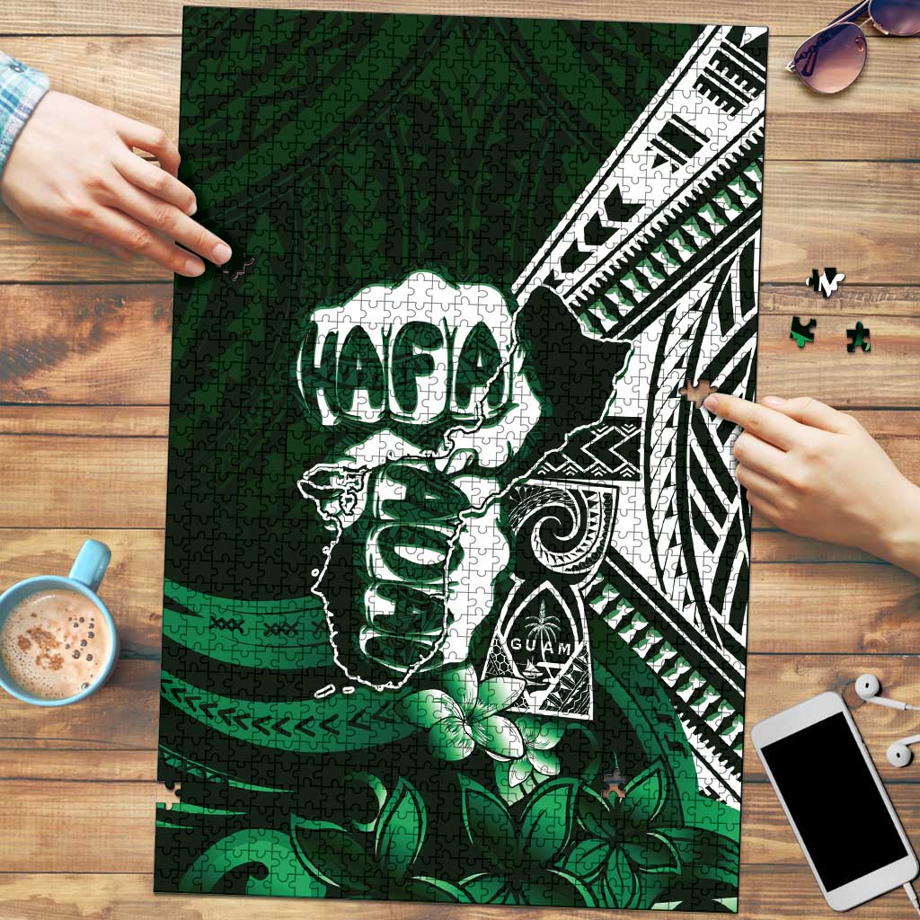 Hafa Adai Guam Discovery Day Puzzle Chamorro Latte Stone Hand Green Version LT14 Green - Polynesian Pride