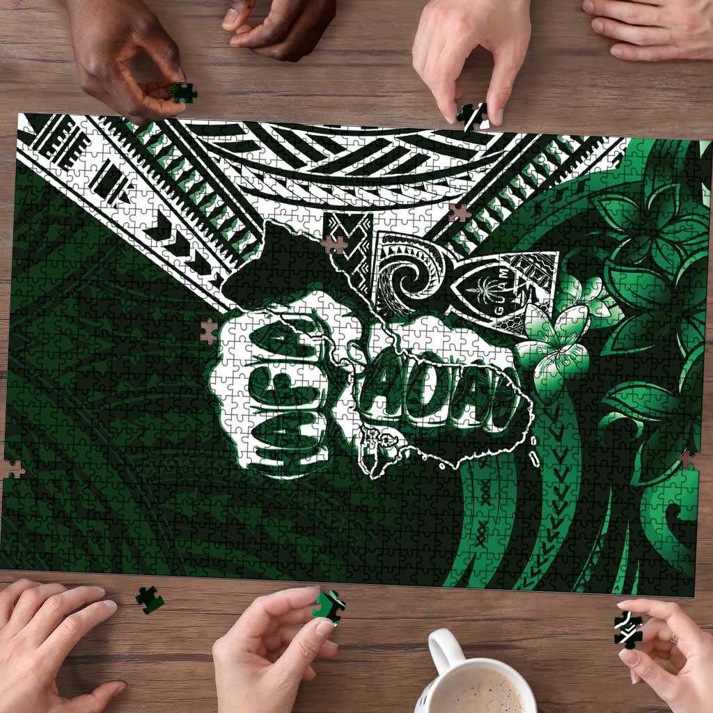 Hafa Adai Guam Discovery Day Puzzle Chamorro Latte Stone Hand Green Version LT14 - Polynesian Pride