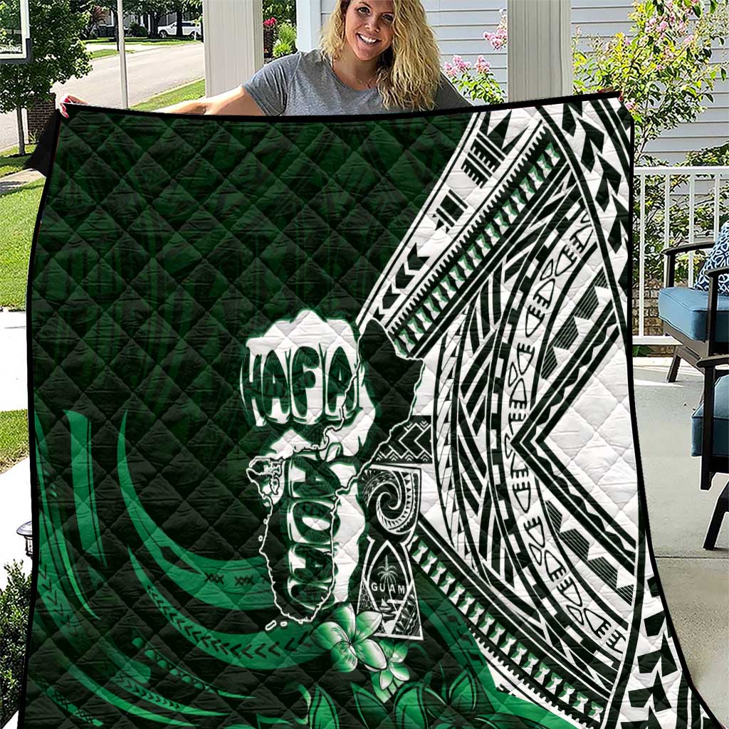 Hafa Adai Guam Discovery Day Quilt Chamorro Latte Stone Hand Green Version