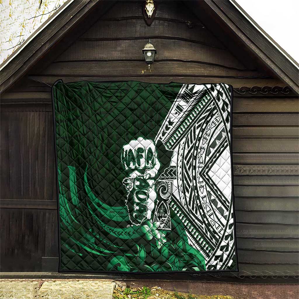 Hafa Adai Guam Discovery Day Quilt Chamorro Latte Stone Hand Green Version LT14 - Polynesian Pride