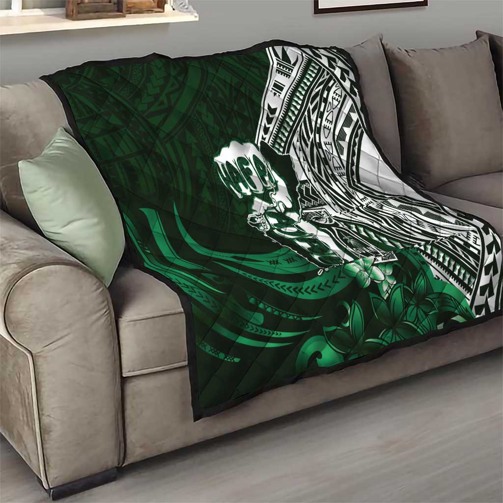 Hafa Adai Guam Discovery Day Quilt Chamorro Latte Stone Hand Green Version LT14 - Polynesian Pride
