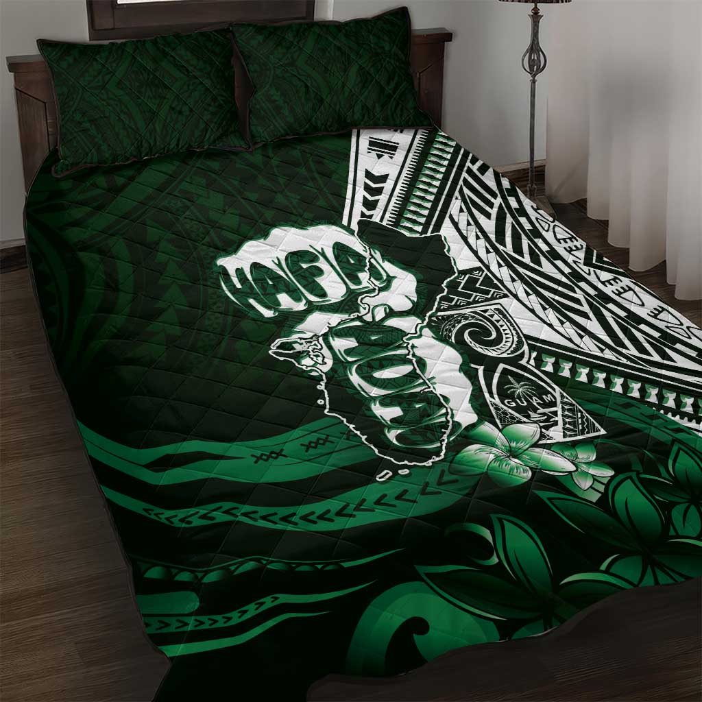 Hafa Adai Guam Discovery Day Quilt Bed Set Chamorro Latte Stone Hand Green Version