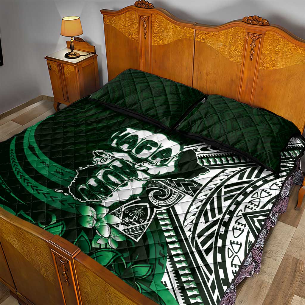 Hafa Adai Guam Discovery Day Quilt Bed Set Chamorro Latte Stone Hand Green Version LT14 - Polynesian Pride