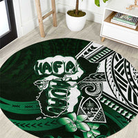 Hafa Adai Guam Discovery Day Round Carpet Chamorro Latte Stone Hand Green Version LT14 Green - Polynesian Pride