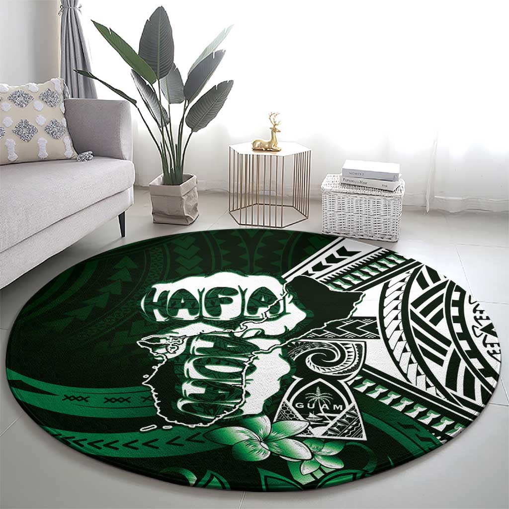 Hafa Adai Guam Discovery Day Round Carpet Chamorro Latte Stone Hand Green Version LT14 - Polynesian Pride