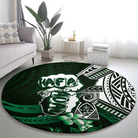 Hafa Adai Guam Discovery Day Round Carpet Chamorro Latte Stone Hand Green Version LT14 - Polynesian Pride