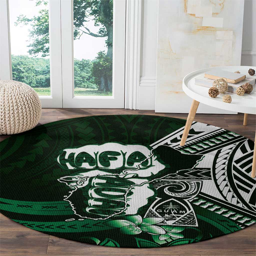 Hafa Adai Guam Discovery Day Round Carpet Chamorro Latte Stone Hand Green Version LT14 - Polynesian Pride