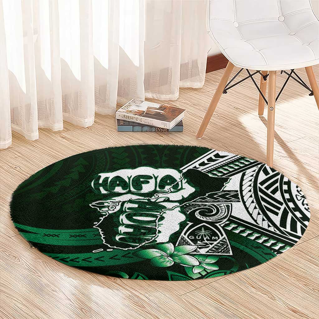 Hafa Adai Guam Discovery Day Round Carpet Chamorro Latte Stone Hand Green Version LT14 - Polynesian Pride