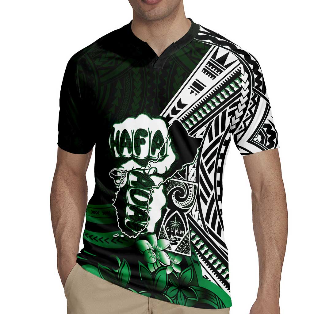 Hafa Adai Guam Discovery Day Rugby Jersey Chamorro Latte Stone Hand Green Version