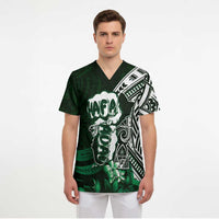 Hafa Adai Guam Discovery Day Scrub Top Chamorro Latte Stone Hand Green Version LT14 - Polynesian Pride