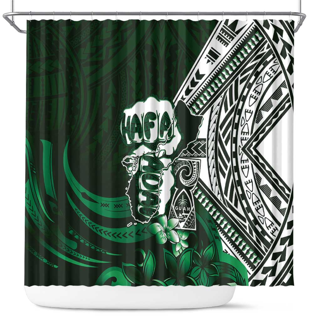 Hafa Adai Guam Discovery Day Shower Curtain Chamorro Latte Stone Hand Green Version LT14 Green - Polynesian Pride