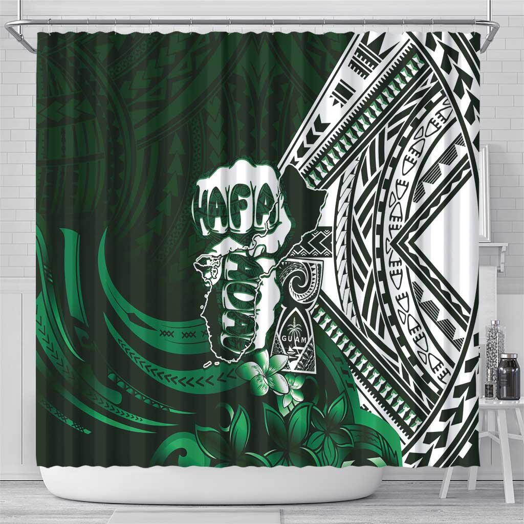Hafa Adai Guam Discovery Day Shower Curtain Chamorro Latte Stone Hand Green Version LT14 - Polynesian Pride